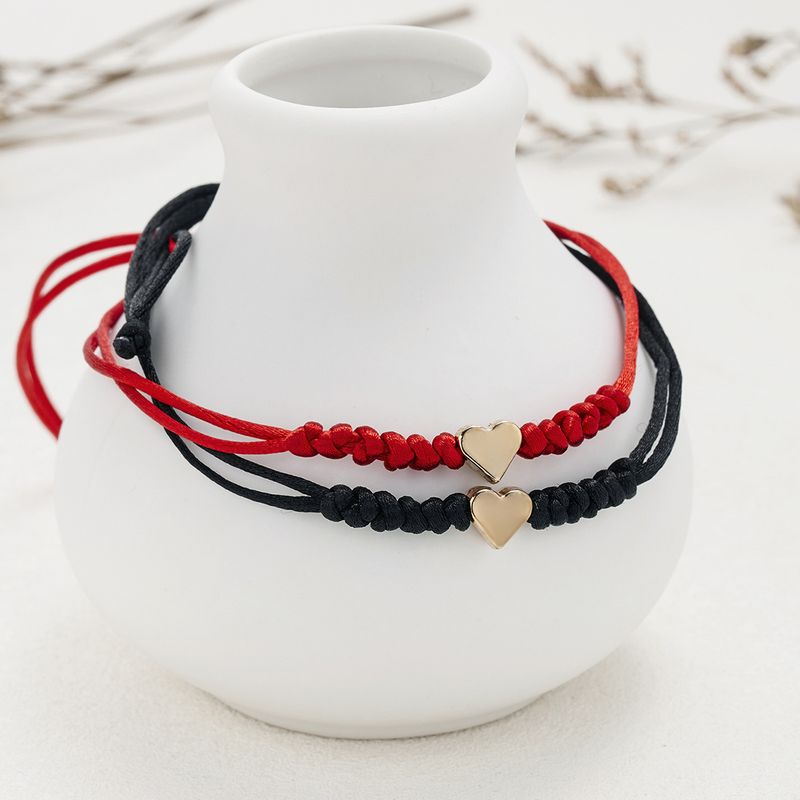 Simple Style Heart Shape Synthetics Synthetic Resin Valentine's Day Couple Drawstring Bracelets