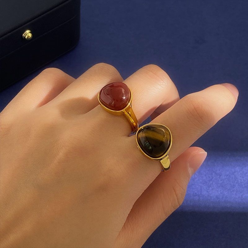 Wholesale Simple Style Geometric Copper Plating Artificial Gemstones Rings