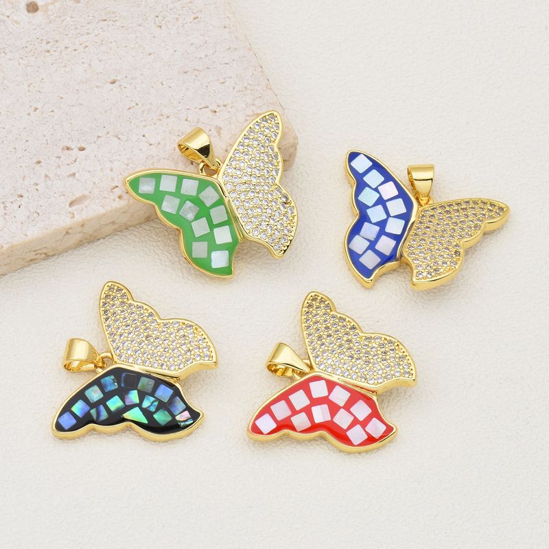 1 Piece Simple Style Butterfly Copper Enamel Pendant Jewelry Accessories