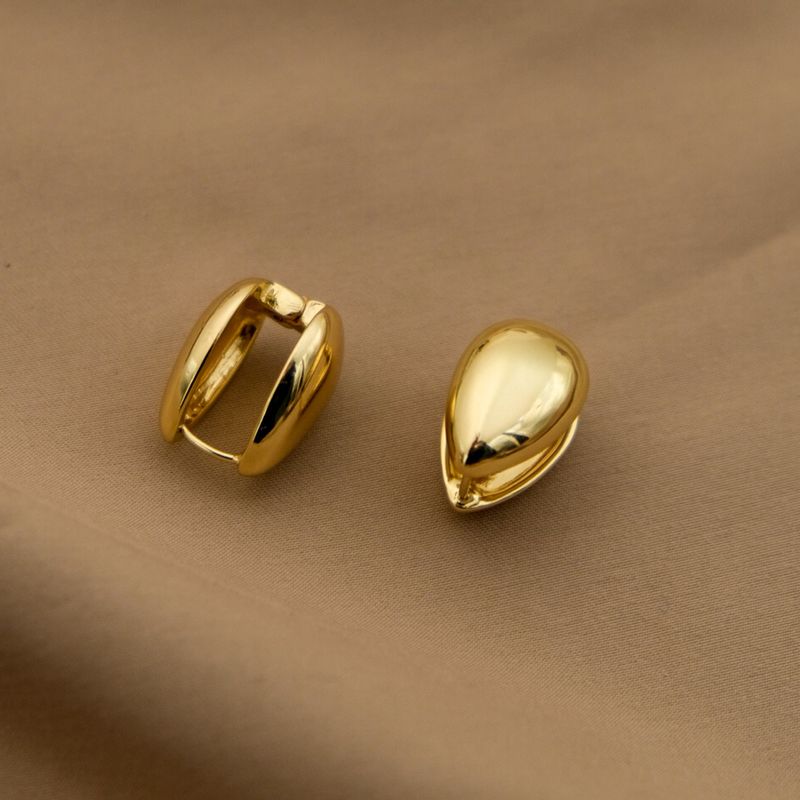 1 Pair Simple Style Water Droplets Plating Alloy Gold Plated Earrings