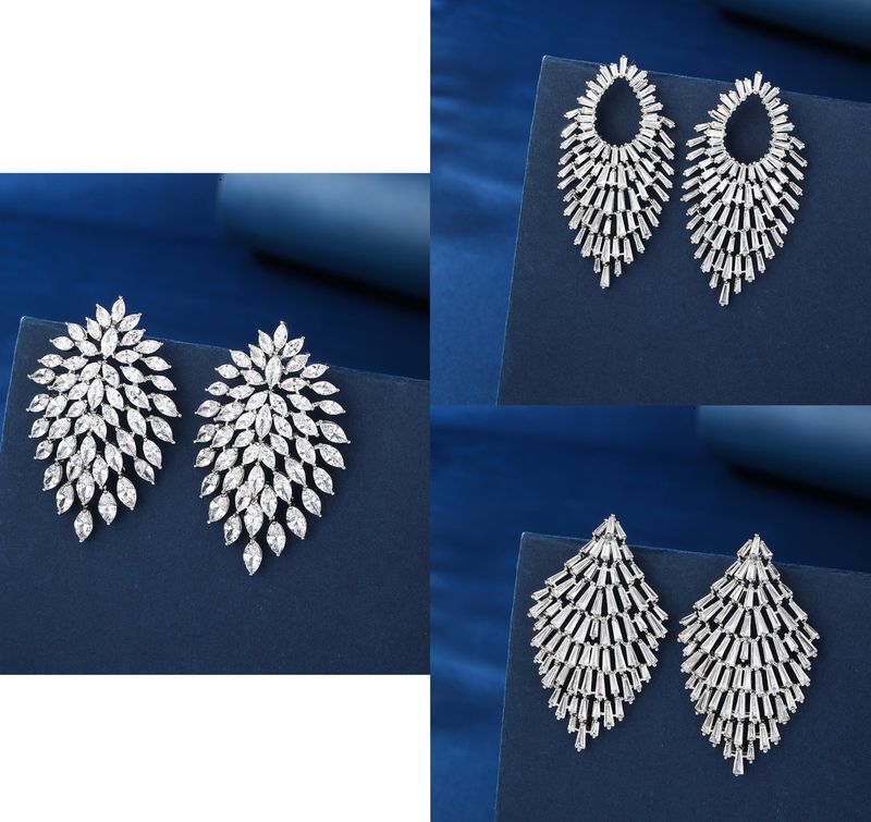 1 Pair Elegant Glam Luxurious Geometric Tassel Plating Inlay Copper Zircon Earrings