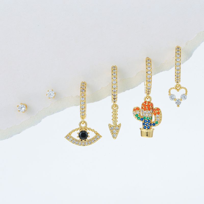 1 Set Simple Style Geometric Plating Inlay Brass Zircon 18k Gold Plated Silver Plated Drop Earrings
