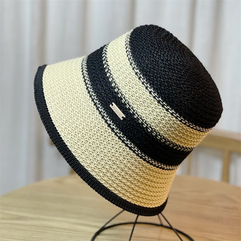Women's Elegant Romantic Color Block Big Eaves Bucket Hat