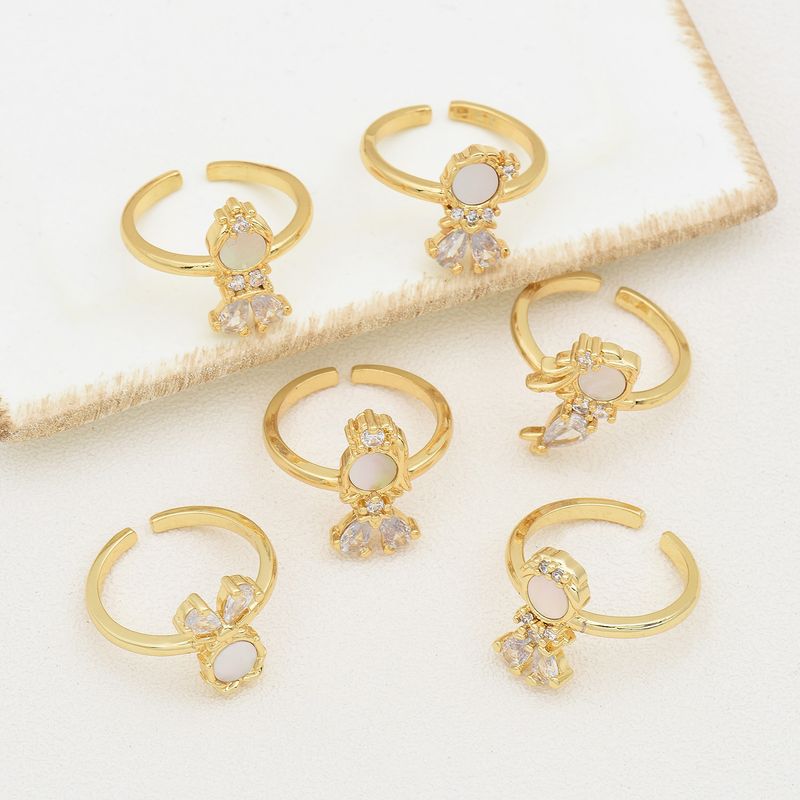 1 Piece Basic Human Mermaid Copper Plating Inlay Ring Accessories Jewelry Accessories