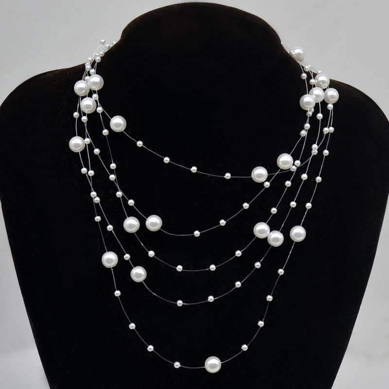 Simple Style Geometric Artificial Pearl Women's Layered Necklaces