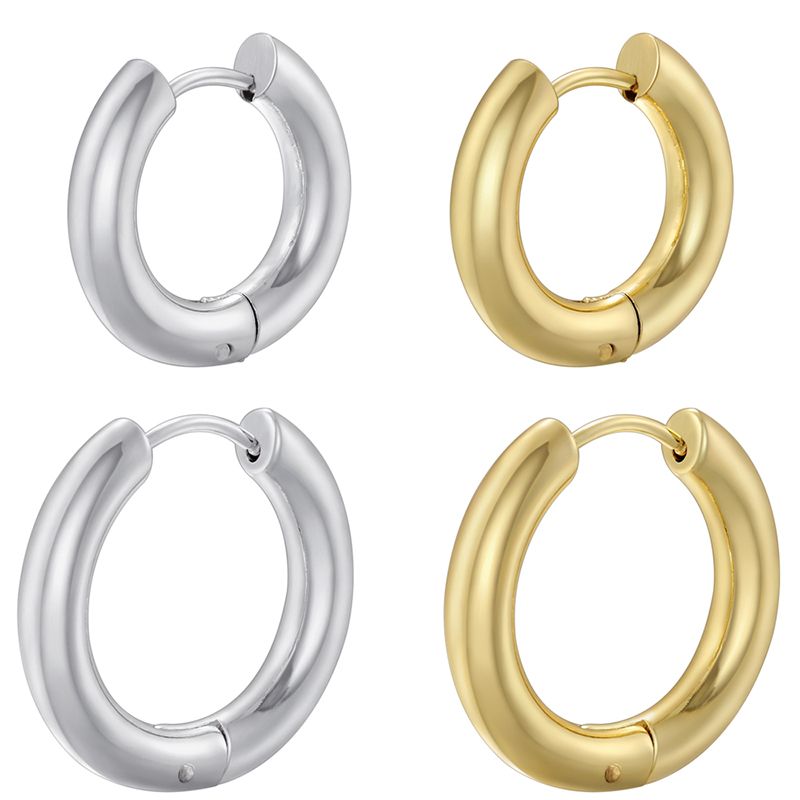 1 Pair Casual Simple Style Round Plating Copper 18k Gold Plated Hoop Earrings