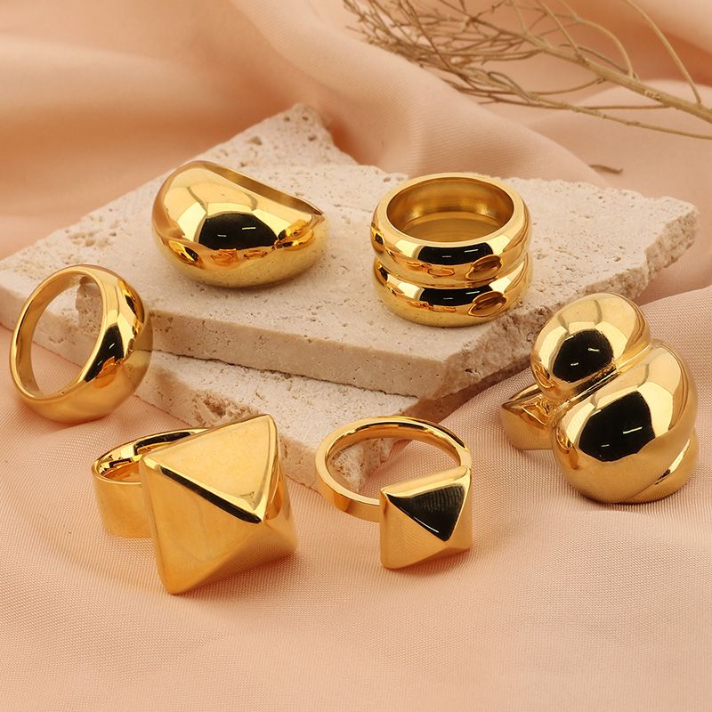 Stainless Steel 18K Gold Plated Fashion Geometric No Inlaid