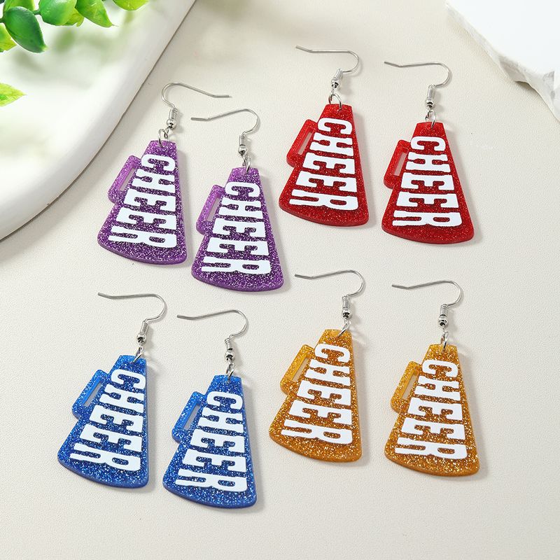 1 Pair Cute Letter Painted Arylic No Inlaid Silver Plated Drop Earrings