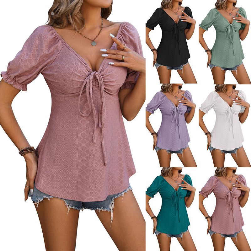 Women's T-shirt Short Sleeve T-shirts Elegant Classic Style Solid Color