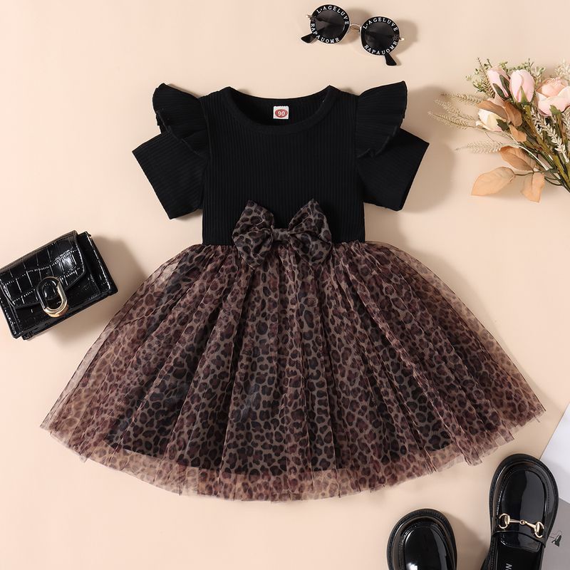 Cute Simple Style Leopard Cotton Girls Dresses