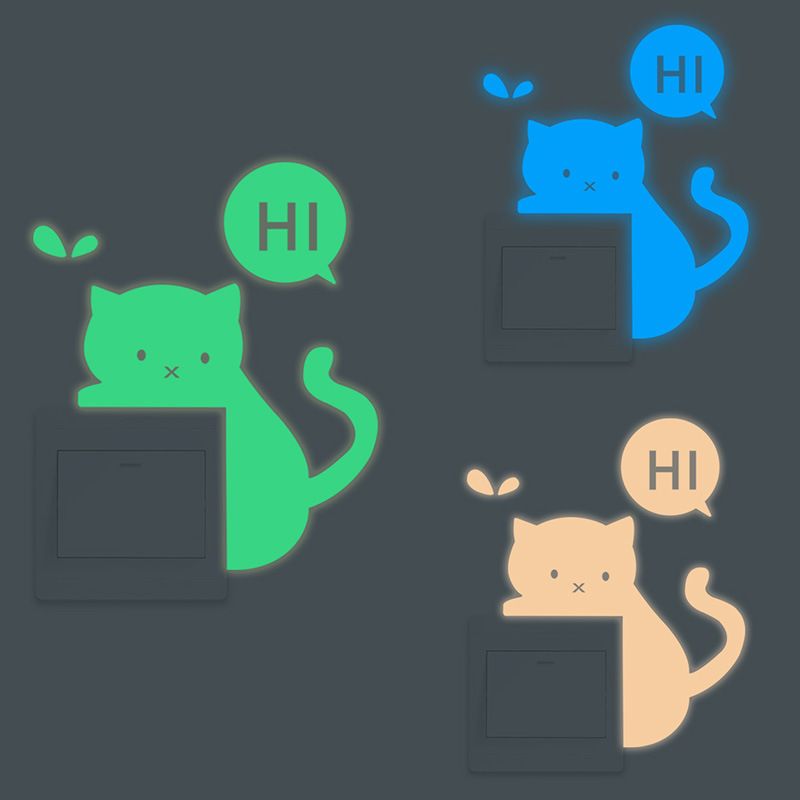 Cute Letter Cat Pet Luminous Sticker Wall Art