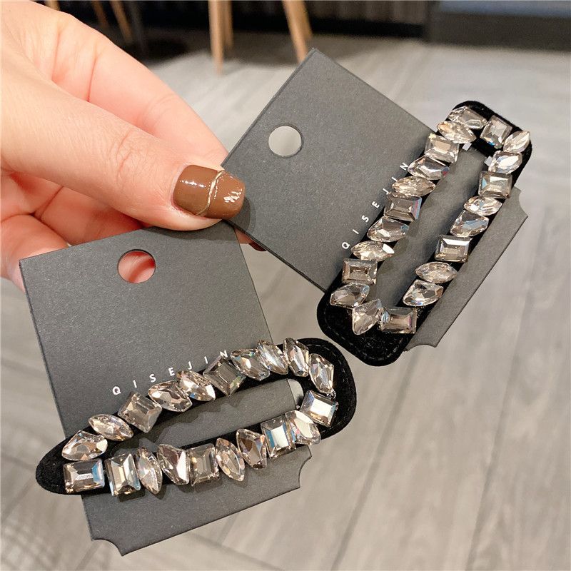 Women's Shiny Water Droplets Rectangle Rhinestone Hair Clip