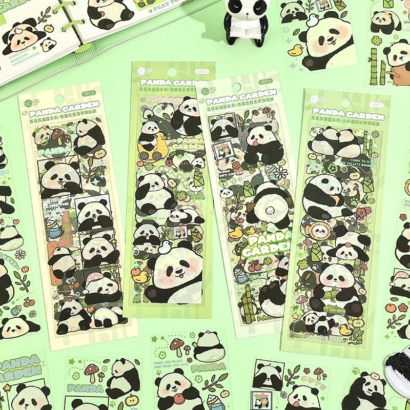 1 Piece Cartoon Panda Class Learning Pvc Cute Pastoral Stickers