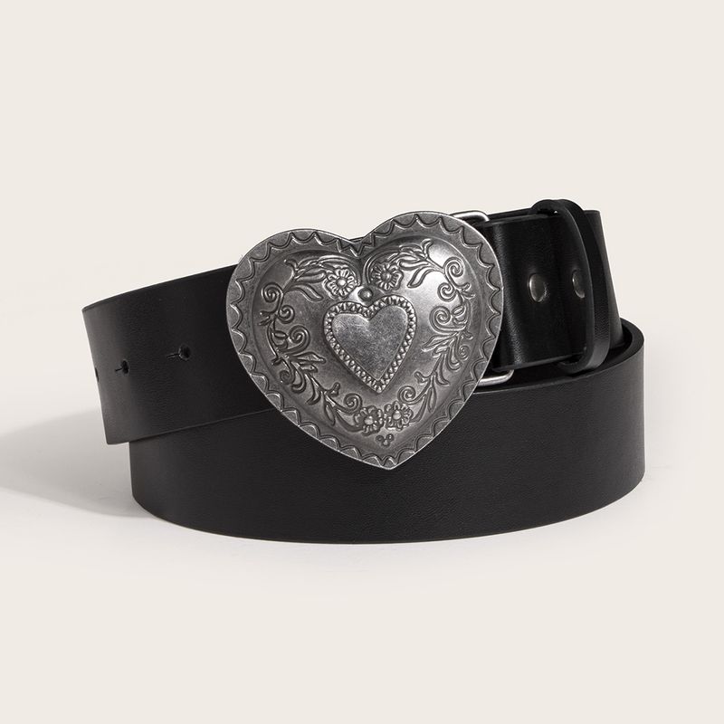 Simple Style Heart Shape Pu Leather Alloy Women's Leather Belts
