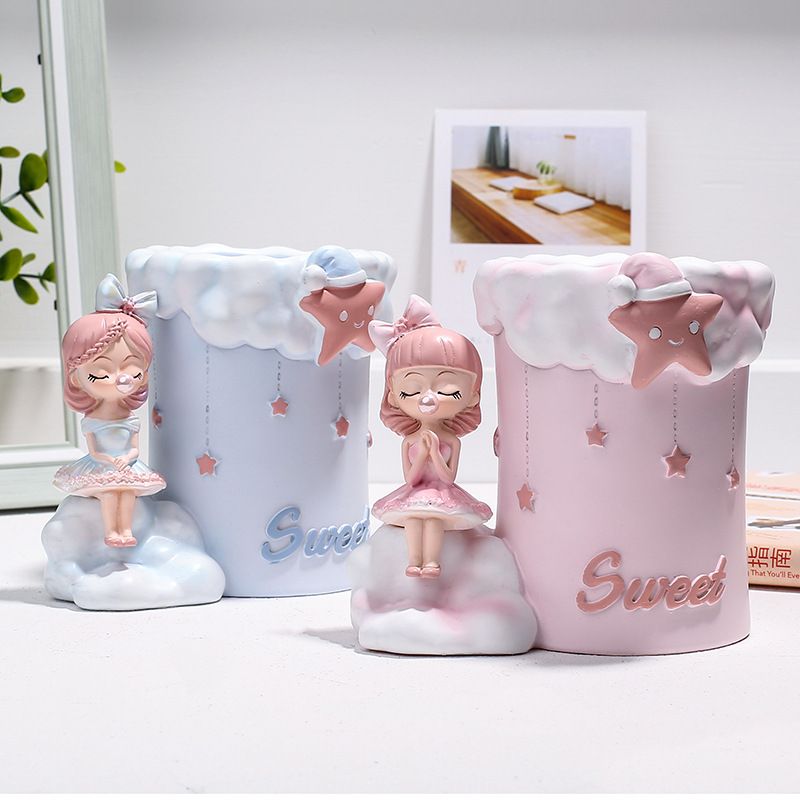 Simple Style Cartoon Character Letter Star Synthetic Resin Pen Holder