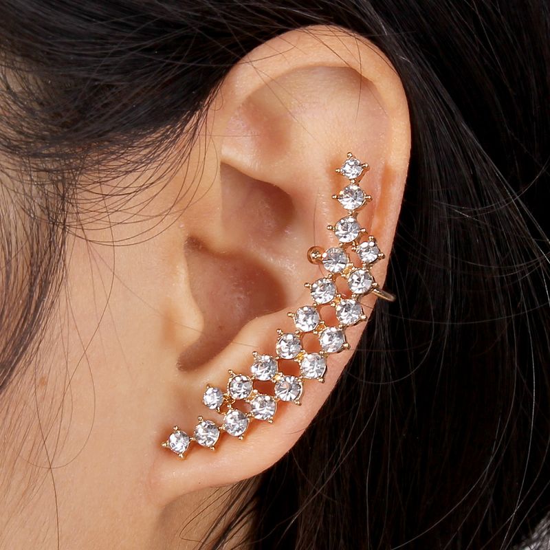 1 Piece Ig Style Simple Style Geometric Plating Inlay Alloy Rhinestones 14k Gold Plated Ear Cuffs