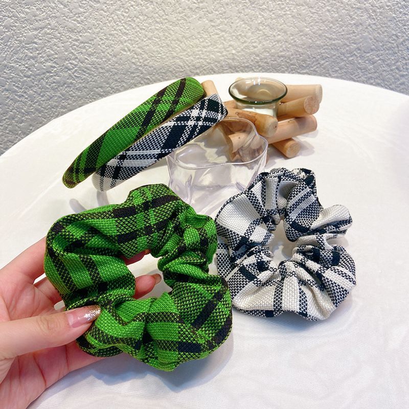 Women's Simple Style Plaid Cloth Hair Band Hair Tie