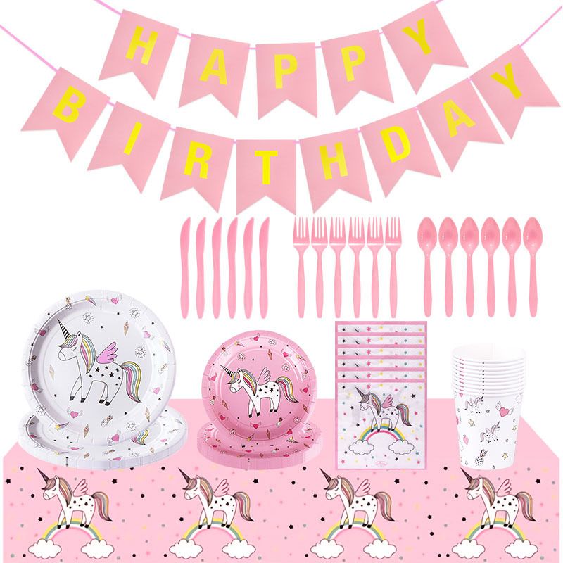 Birthday Cute Sweet Letter Unicorn Paper Party Festival Decorative Props