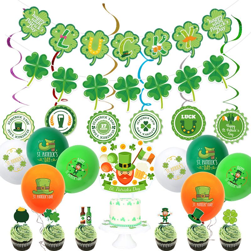 St. Patrick Simple Style Shamrock Letter Paper Daily Party Festival Decorative Props