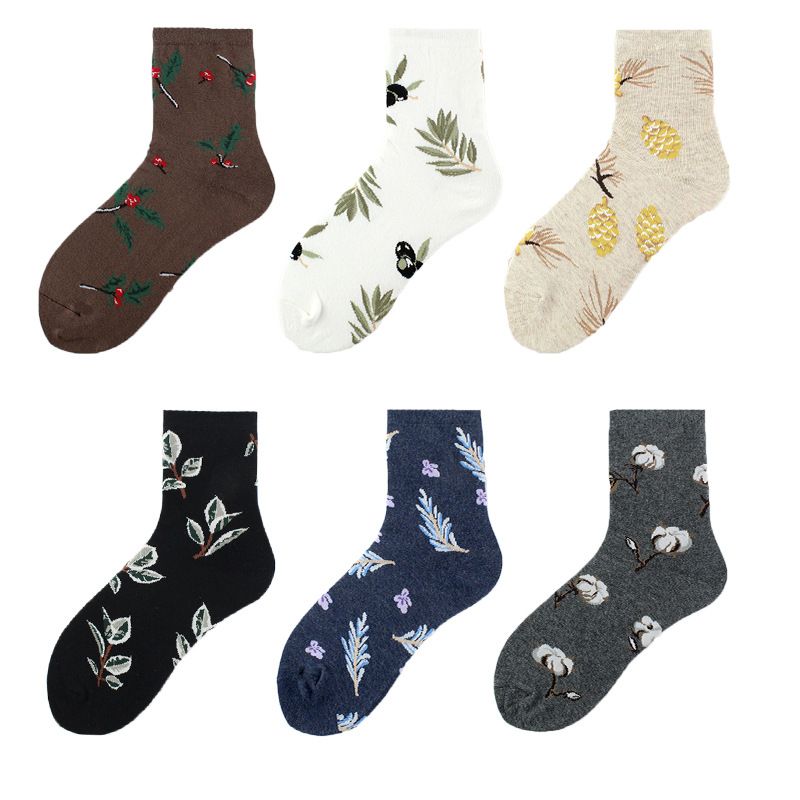 Women's Simple Style Classic Style Color Block Cotton Printing Crew Socks A Pair