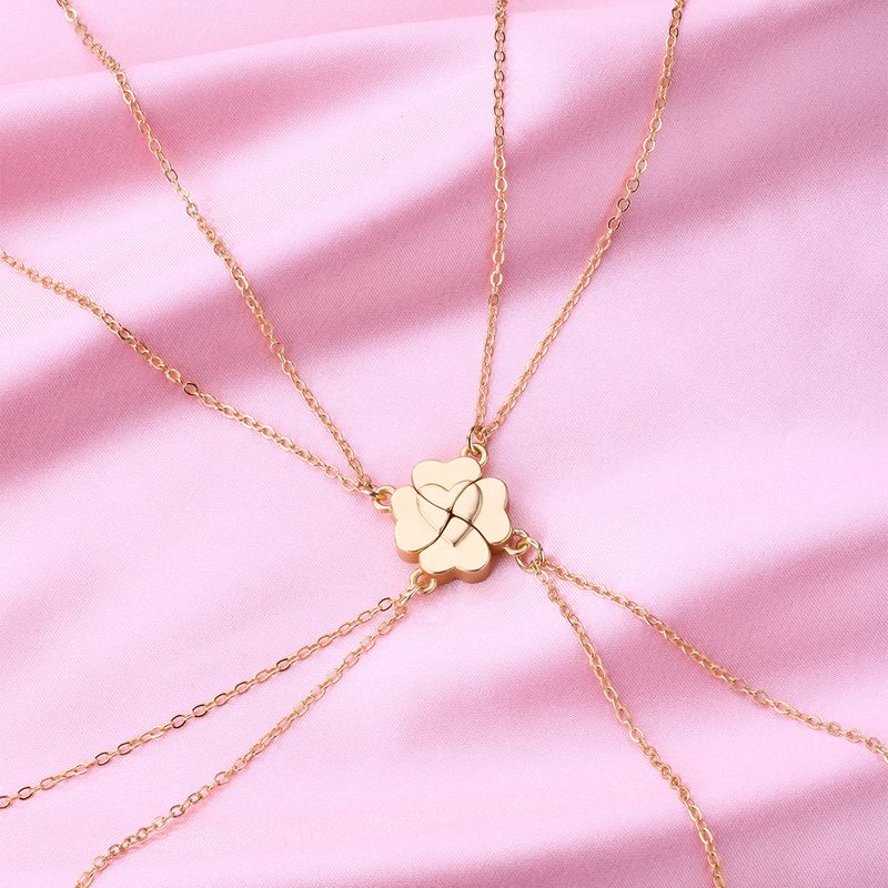 Simple Style Four Leaf Clover Heart Shape Alloy Plating Unisex Pendant Necklace