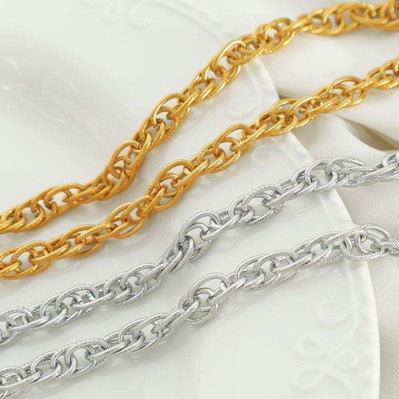 Elegant Formal Simple Style Round Titanium Steel Plating 18k Gold Plated Bracelets Necklace