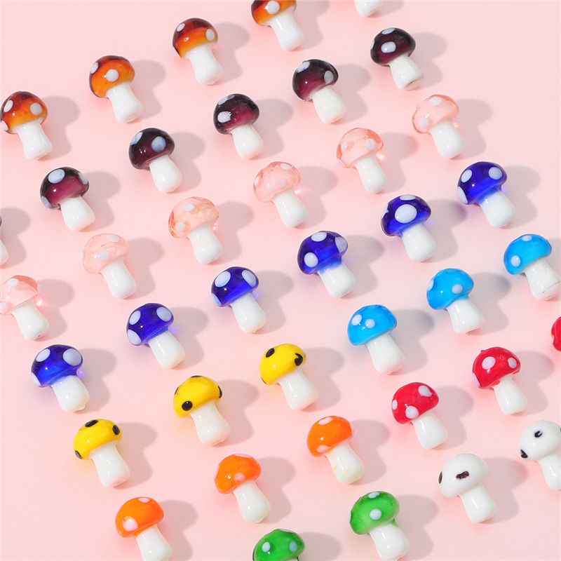 5 Pieces Glass Mushroom Beads