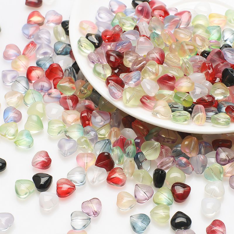 50 PCS/Package 8 * 5mm Hole 1~1.9mm Glass Heart Shape Beads
