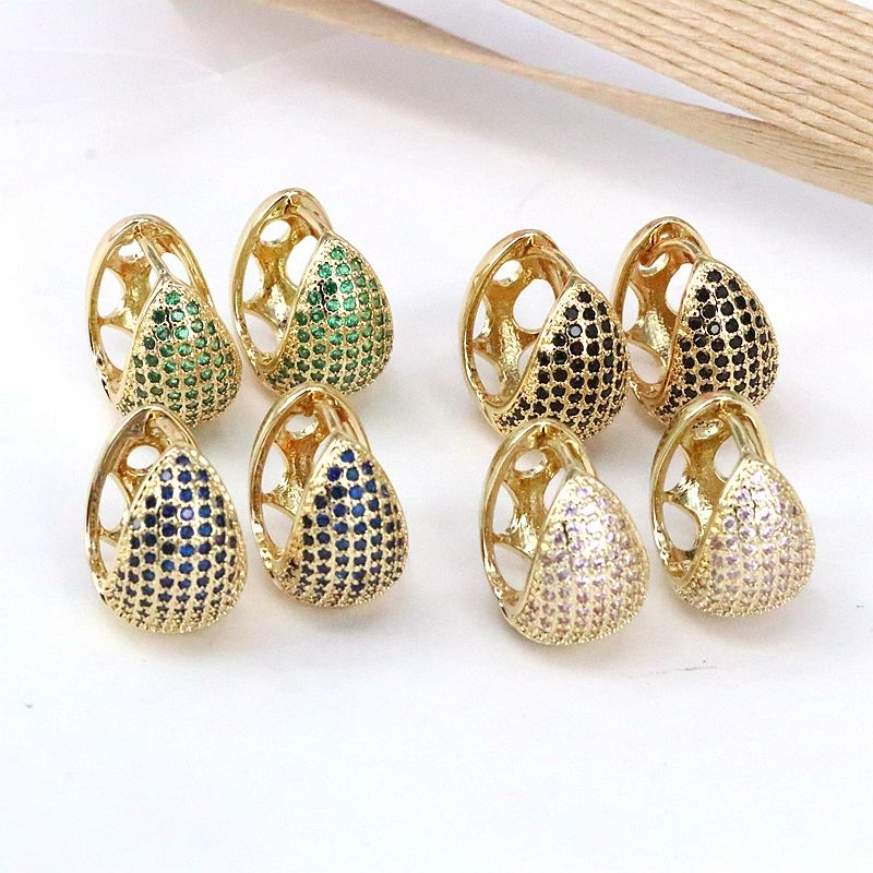 1 Pair Elegant Simple Style C Shape Plating Inlay Copper Zircon 18K Gold Plated Earrings