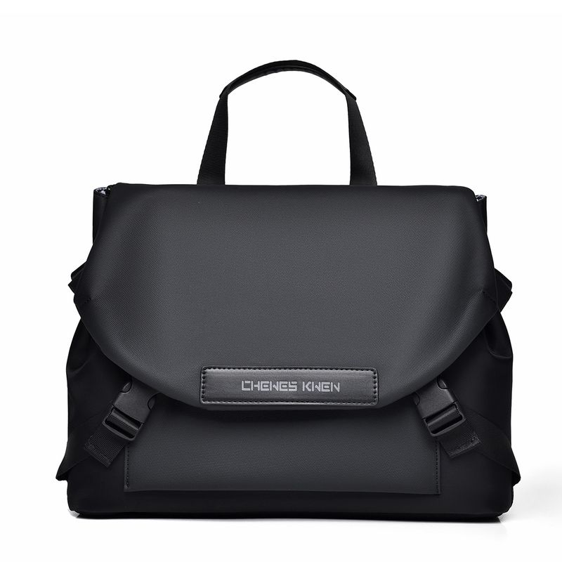 Men's Solid Color Nylon Buckle Handbag