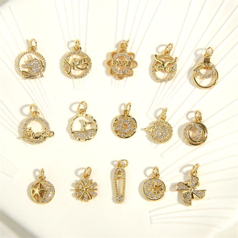 1 Piece Copper Zircon Gold Plated Plating Inlay Pendant