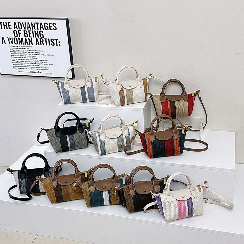 Women's Small Canvas Color Block Streetwear Zipper Handbag