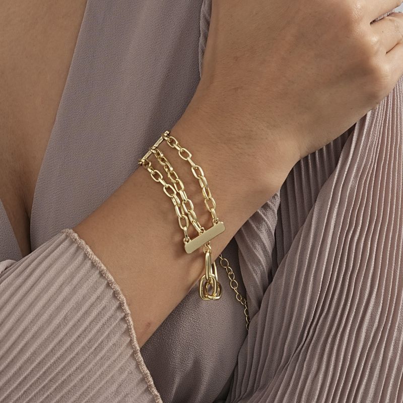 Style Simple Géométrique Couleur Unie Alliage Le Fer Placage Femmes Bracelets