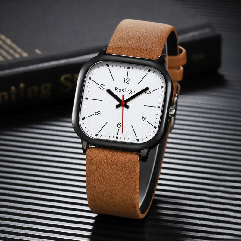 Simple Style Solid Color Buckle Quartz Men's Watches