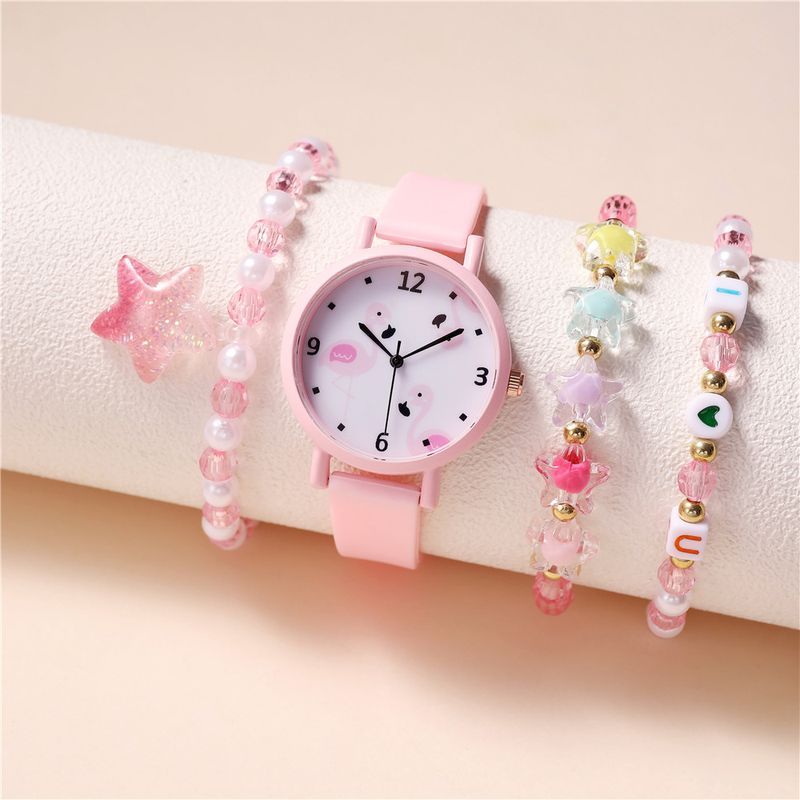 Mignon Sucré Star Flamant Forme De Cœur Boucle Quartz Enfants Montres