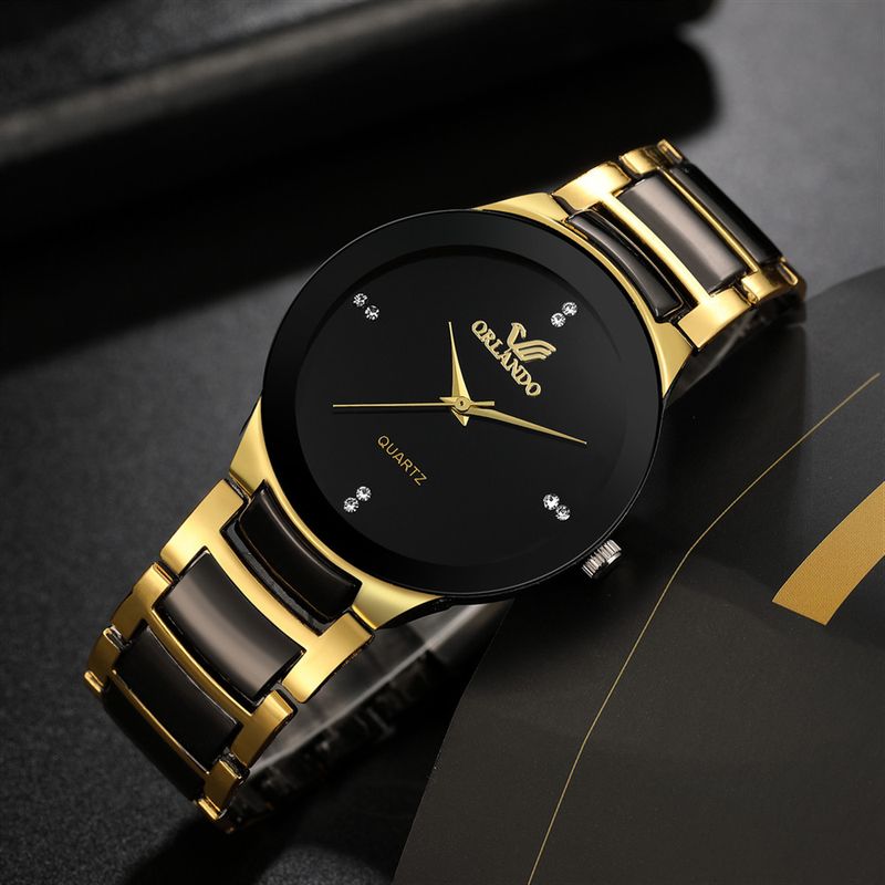 Unternehmen Einfacher Stil Farbblock Doppelte Seitliche Druckknöpfe Quarz Männer Uhren