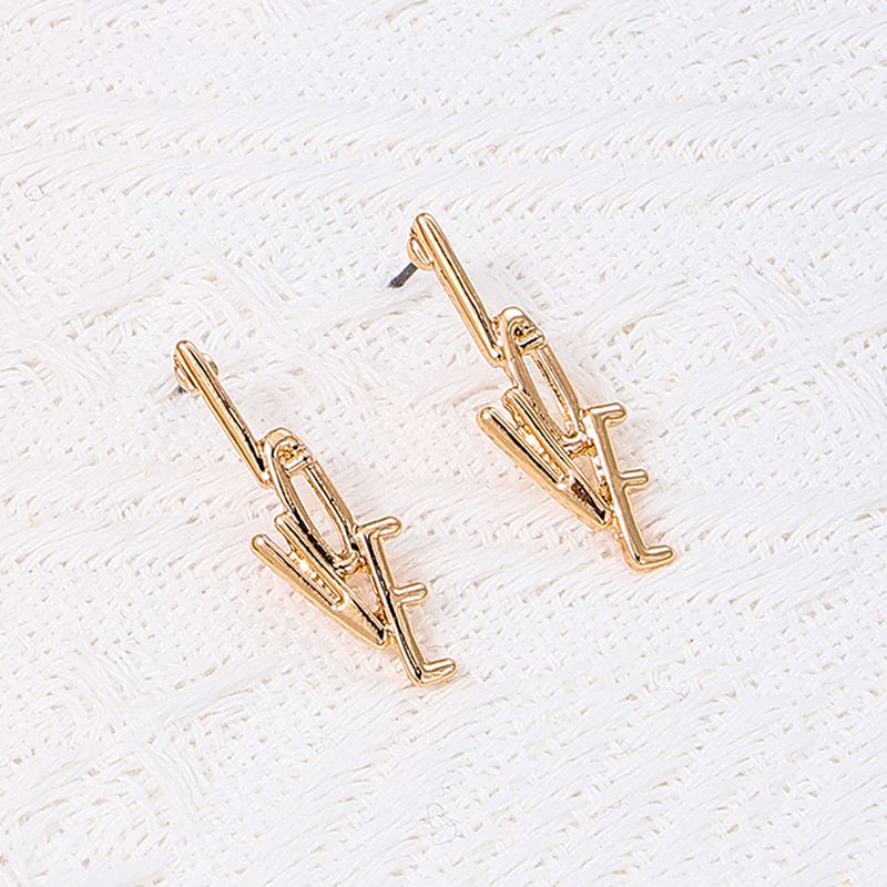 1 Pair Simple Style Letter Plating Alloy Ear Studs