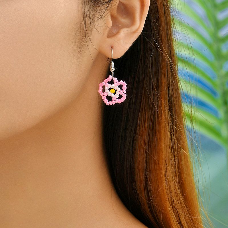 1 Pair Sweet Flower Plating Glass/Colored Glaze Ear Hook