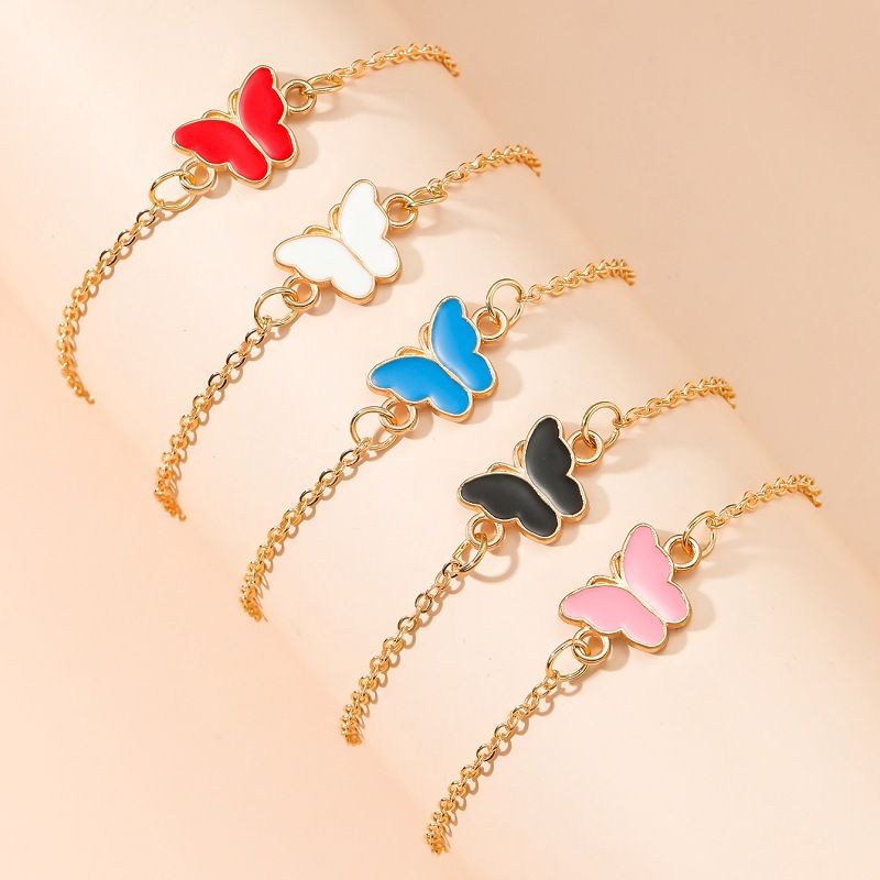 Simple Style Butterfly Alloy Enamel Women's Bracelets