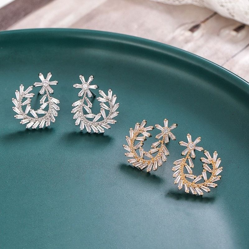 1 Pair IG Style Leaf Copper Ear Studs