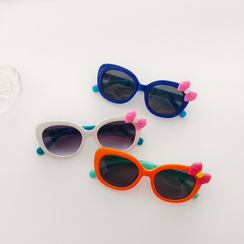 Cartoon Style Sweet Bow Knot Pc Resin Oval Frame Full Frame Kids Sunglasses