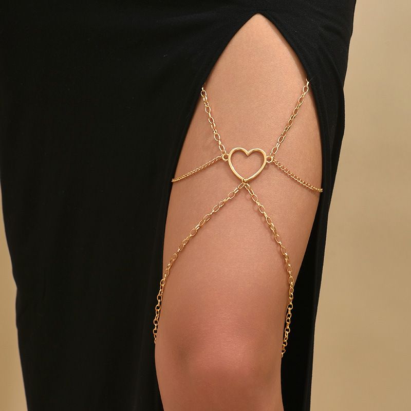 Simple Style Heart Shape Alloy Plating Women's Leg Chain