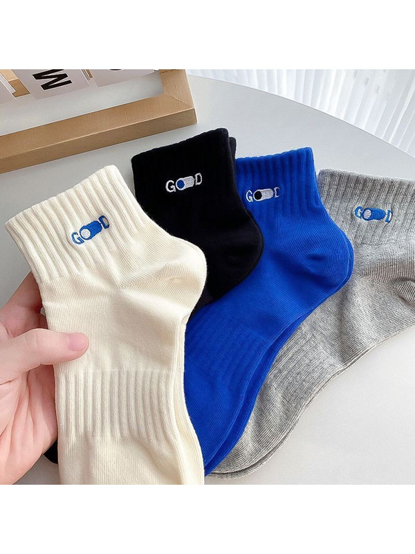 Unisex Casual Simple Style Classic Style Solid Color Polyester Crew Socks 4 Pairs