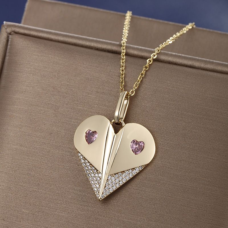 Vintage Style XUPING Heart Shape Alloy Copper Alloy Plating Inlay Artificial Gemstones 14K Gold Plated Women's Pendant Necklace