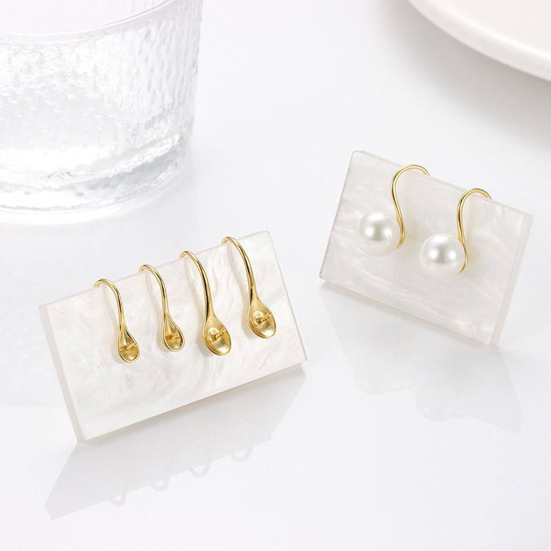 1 Paar Sterling Silber Rosengoldbeschichtet Weißgold Plattiert Vergoldet Geometrisch Poliert Haken-Ohrring-Befunde