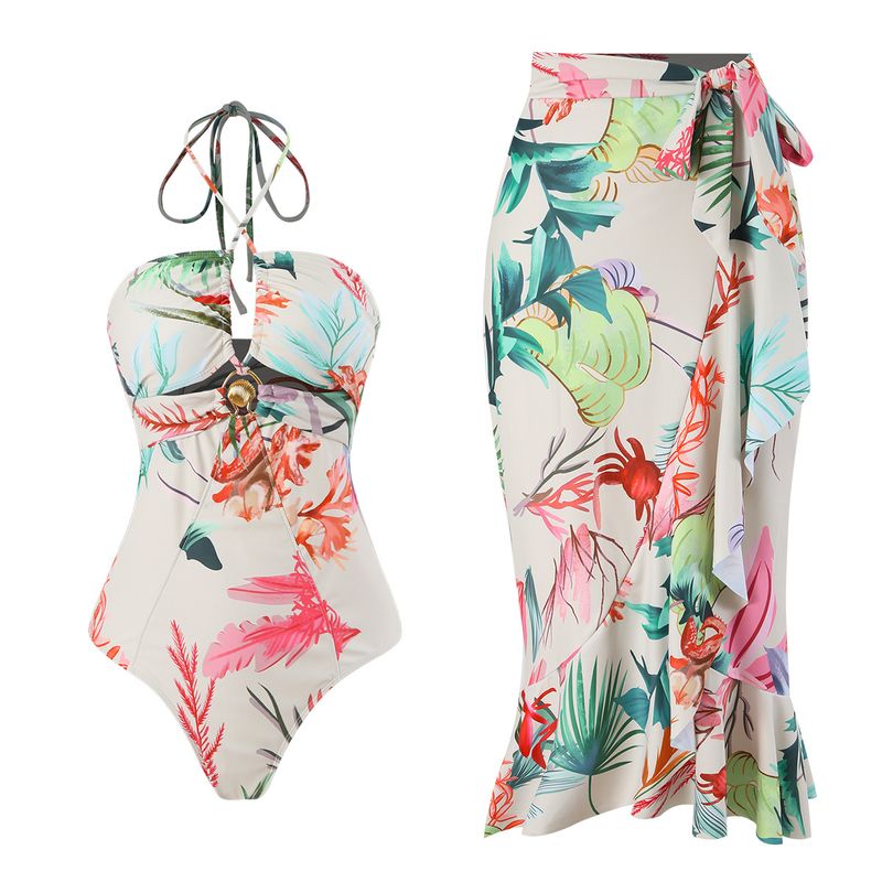 Women's Elegant Lady Ditsy Floral 2 Pieces Set One Piece Swimwear