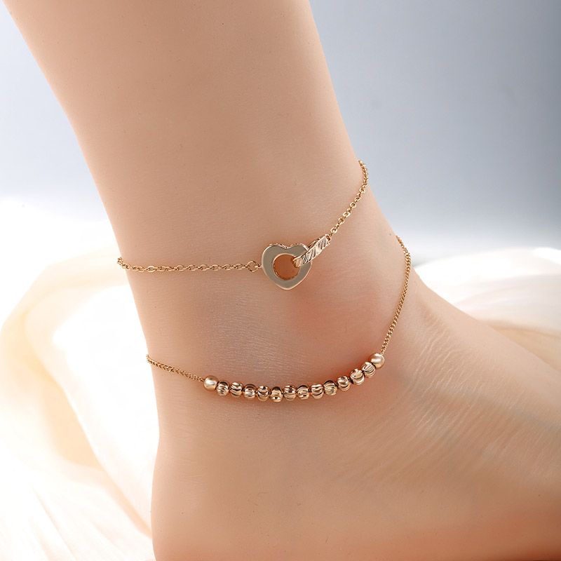 XUPING Simple Style Round Heart Shape Alloy 18K Gold Plated Women's Anklet