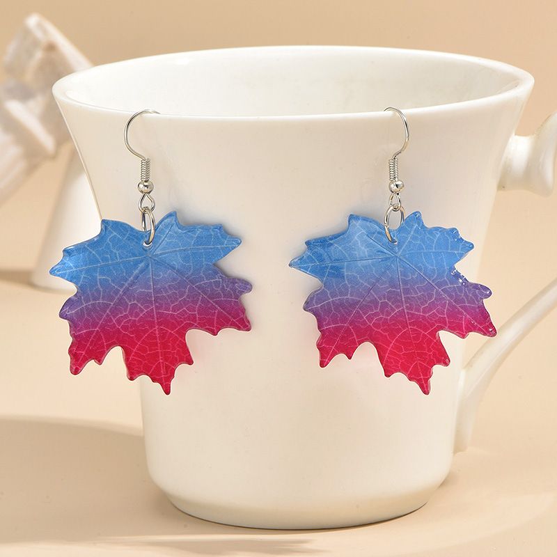 1 Pair IG Style Maple Leaf Arylic Drop Earrings