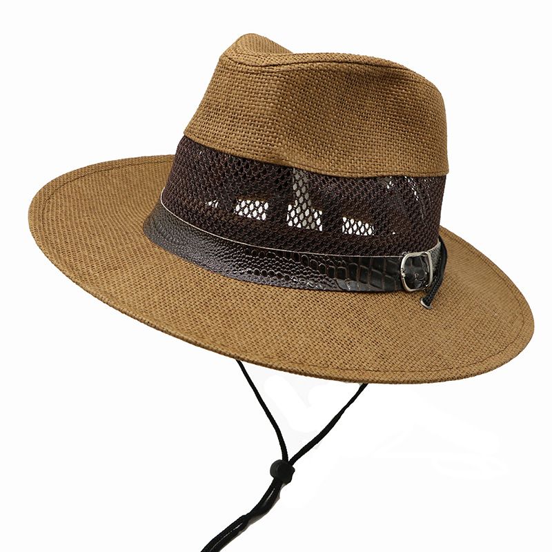 Men's Streetwear Color Block Flat Eaves Straw Hat