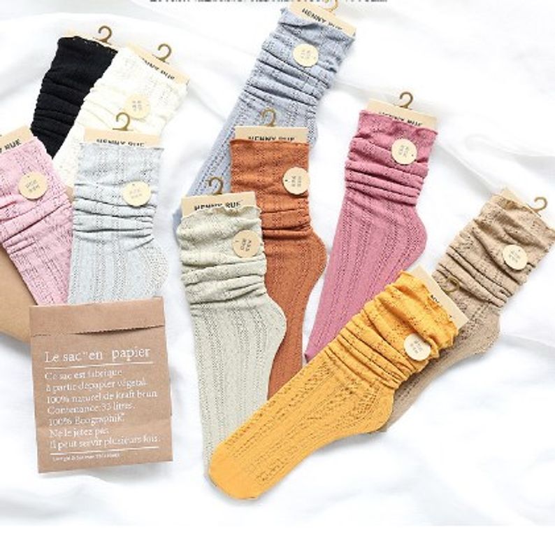 Femmes Style Japonais Couleur Unie Nylon Crew Socks Une Paire